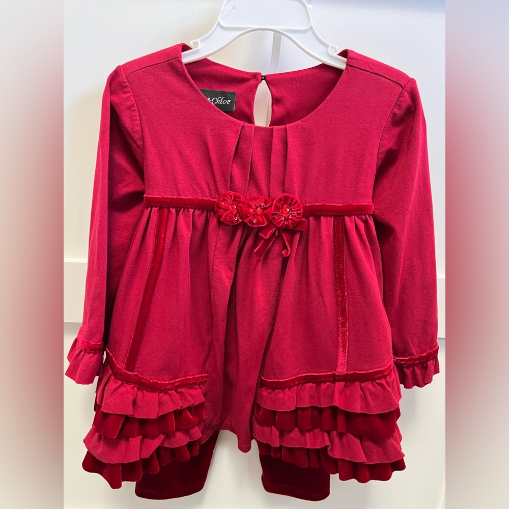 Isobella & Chloe red velvet outfit